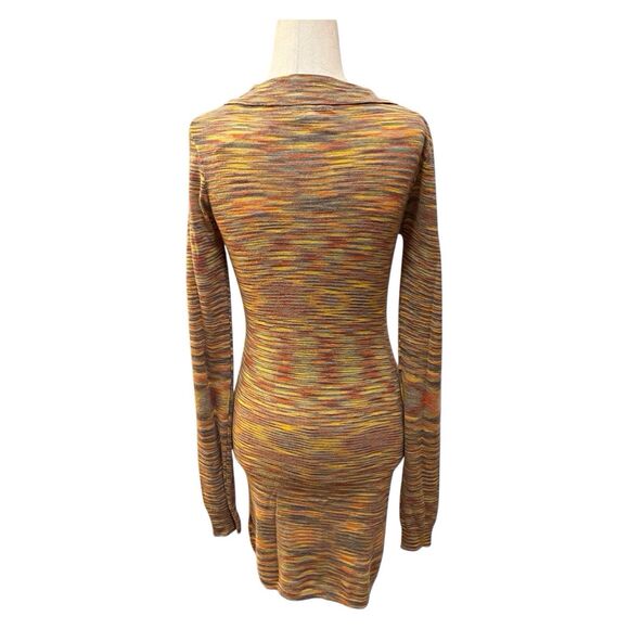 Emory Park Space Knit Medium Long Sleeve Collared V-Neck Mini Bodycon Dress - Picture 5 of 12